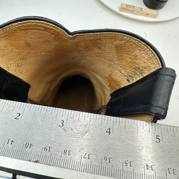 Justin Women Size 7B Black Leather Mid Calf Pull On Western Cowboy Boot - Picture 12 of 13